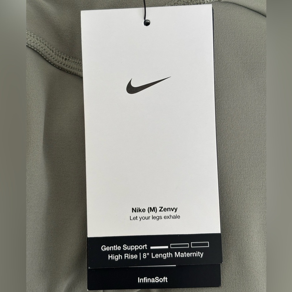 NWT Nike Zenvy High-Rise 8" Maternity Biker Shorts - Light Army - Size M - Picture 8 of 8